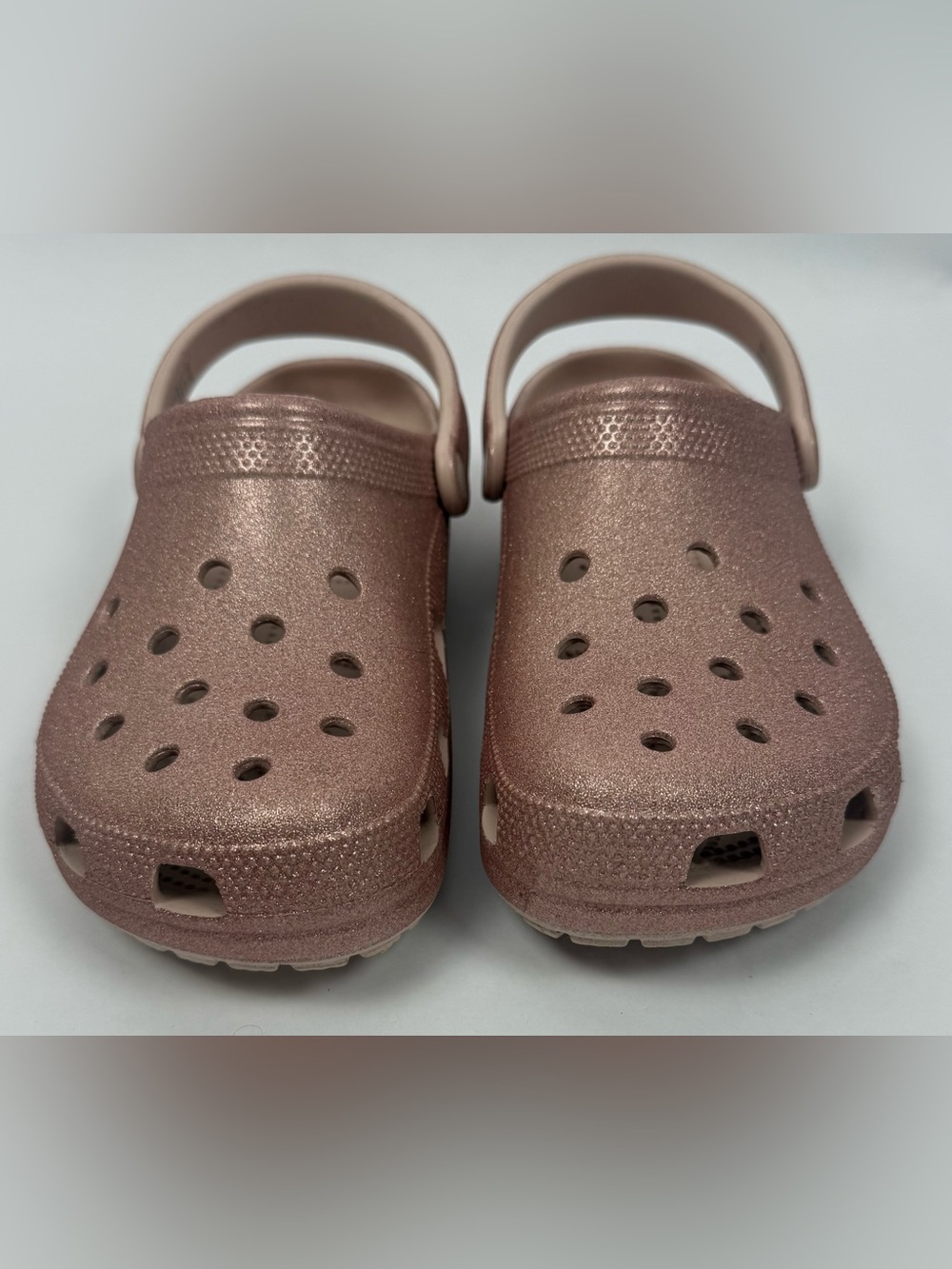 Crocs Classic Glitter Clog Quartz Rose Gold Sparkle Women’s 11 Men’s 9 EUC - Picture 4 of 10
